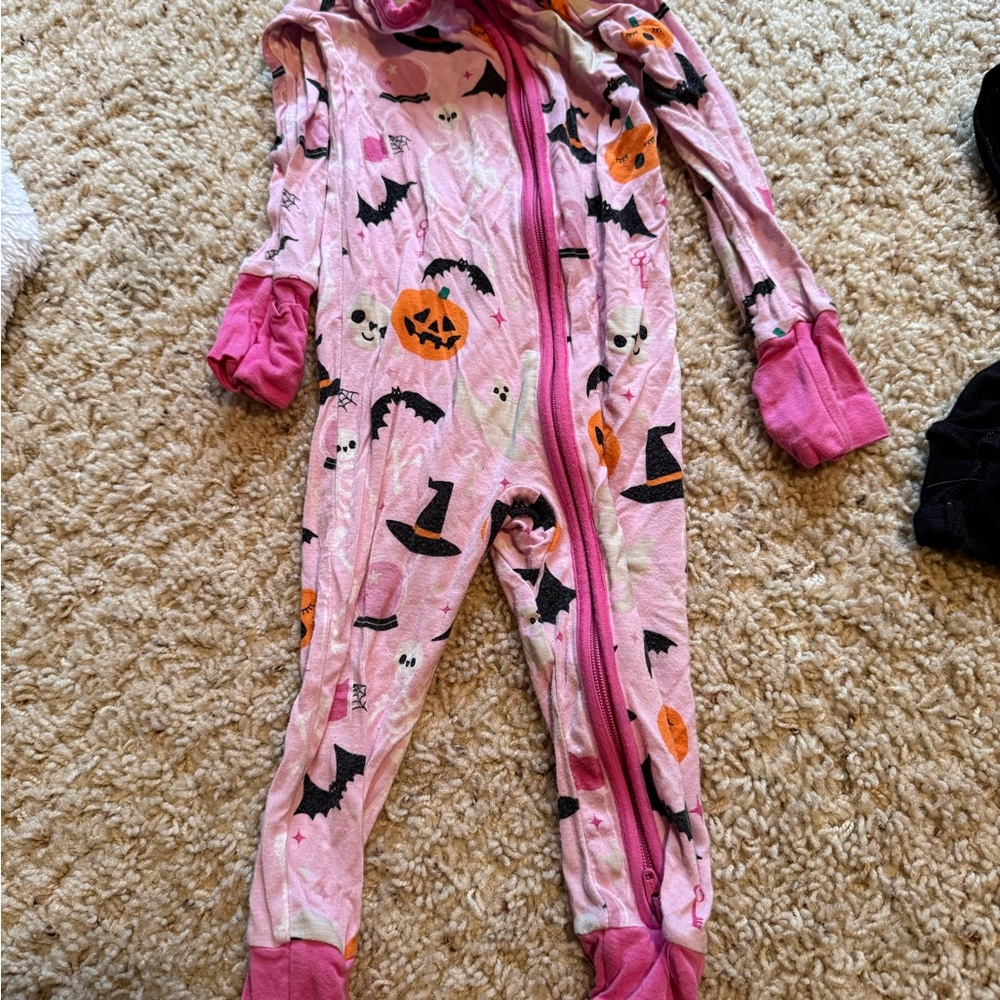 Little Sleepies Pink Halloween One-Piece Footed Pajamas